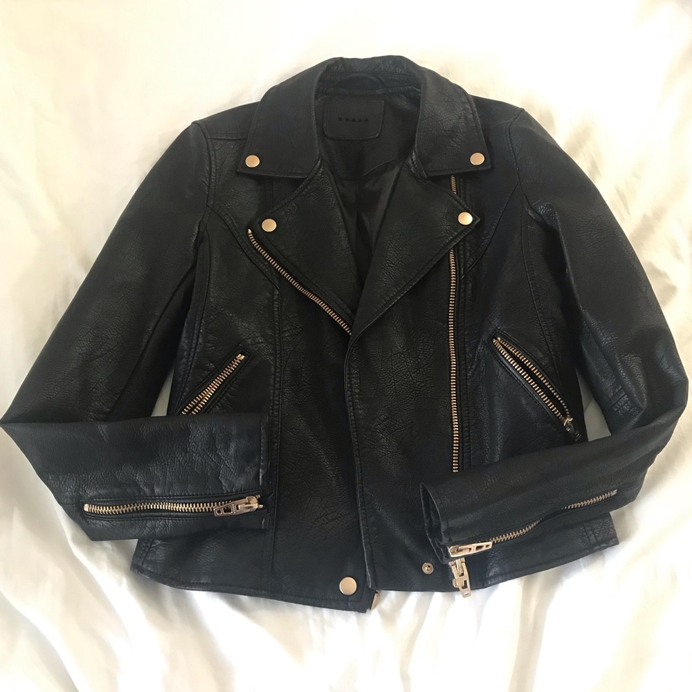 Faux leather moto jacket
